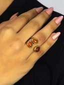 Doğal Taş Akik Oval Üçlü Doğal Taşlı Antik Model Kadın Ayarlanabillir Yüzük euy76a thumbnail 2
