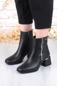 Pierre Cardin 54971 Siyah Cilt Fermuar Detaylı Kalın Topuklu Kadın Bot thumbnail 4