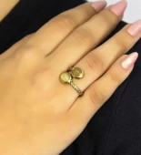 Doğal Taş Sitrin İkili Doğal Taşlı Antik Model Kadın Ayarlanabillir Yüzük euy75s thumbnail 2