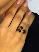 Doğal Taş Ametist Üçlü Doğal Taşlı Antik Model Kadın Ayarlanabillir Yüzük euy76amt thumbnail 1