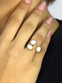 Doğal Taş Aytaşı Üçlü Doğal Taşlı Antik Model Kadın Ayarlanabillir Yüzük euy76ay thumbnail 1