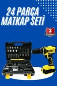 Metal Şanzıman Çift Akülü Bakır Sargı 24 Parça Led Aydınlatmalı Matkap Seti - 1