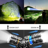 pilelistore PeakStar PS-8002 Sensörlü Zoomlu Profesyonel Şarjlı Kafa Lambası thumbnail 4