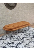 Ufo Oturak Bench - Krom Kaplama Telli Ayak - Oturak - Bench - Puf - Yatak Ucu Pufu Turuncu Renk 100 x 50 Boyut/Ebat - 1