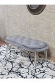 Ufo Oturak Bench - Krom Kaplama Telli Ayak - Oturak - Bench - Puf - Yatak Ucu Pufu Gri Renk 100 x 50 Boyut/Ebat thumbnail 4