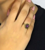 Doğal Taş Ametist Doğal Taşlı Antik Model Kadın Ayarlanabillir Yüzük euy77amt thumbnail 2