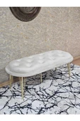 Ufo Oturak Bench - Gold Kaplama Telli Ayak - Oturak - Bench - Puf - Yatak Ucu Pufu Krem Renk 100 x 50 Boyut/Ebat thumbnail 1