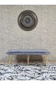 Ufo Oturak Bench - Gold Kaplama Telli Ayak - Oturak - Bench - Puf - Yatak Ucu Pufu Gri Renk 100 x 50 Boyut/Ebat thumbnail 3