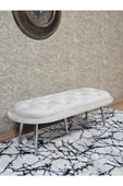 Ufo Oturak Bench - Krom Kaplama Sivriltme Ayak - Oturak - Bench - Puf - Yatak Ucu Pufu Krem Renk 100 x 50 Boyut/Ebat - 1