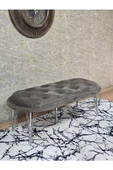 Ufo Oturak Bench - Krom Kaplama Telli Ayak - Oturak - Bench - Puf - Yatak Ucu Pufu Kahverengi Renk 100 x 50 Boyut/Ebat thumbnail 1