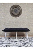 Ufo Oturak Bench - Beyaz Boyalı Sivriltme Ayak - Oturak - Bench - Puf - Yatak Ucu Pufu Siyah Renk 100 x 50 Boyut/Ebat thumbnail 3