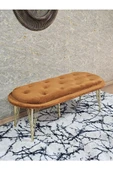 Ufo Oturak Bench - Gold Kaplama Telli Ayak - Oturak - Bench - Puf - Yatak Ucu Pufu Turuncu Renk 100 x 50 Boyut/Ebat thumbnail 1
