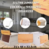 Technow Motek TCH-MT04B 33 Litre Jumbo Boy Bambu Desen Tekerlekli Tekli Organizer + Temizlik Seti thumbnail 3
