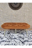Ufo Oturak Bench - Gold Kaplama Sivriltme Ayak - Oturak - Bench - Puf - Yatak Ucu Pufu Turuncu Renk 100 x 50 Boyut/Ebat thumbnail 2