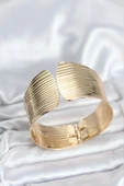 pilelistore Pirinç Gold Renk Levha Model Kadın Bileklik - TJ-BB8062 - 1