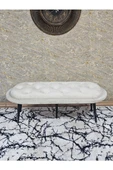 Ufo Oturak Bench - Siyah Boyalı Sivriltme Ayak - Oturak - Bench - Puf - Yatak Ucu Pufu Krem Renk 100 x 50 Boyut/Ebat thumbnail 2