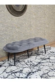Ufo Oturak Bench - Siyah Boyalı Sivriltme Ayak - Oturak - Bench - Puf - Yatak Ucu Pufu Gri Renk 100 x 50 Boyut/Ebat - 1