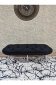 Ufo Oturak Bench - Krom Kaplama Sivriltme Ayak - Oturak - Bench - Puf - Yatak Ucu Pufu Siyah Renk 100 x 50 Boyut/Ebat thumbnail 2