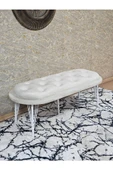 Ufo Oturak Bench - Beyaz Boyalı Telli Ayak - Oturak - Bench - Puf - Yatak Ucu Pufu Krem Renk 100 x 50 Boyut/Ebat thumbnail 1