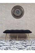Ufo Oturak Bench - Gold Kaplama Sivriltme Ayak - Oturak - Bench - Puf - Yatak Ucu Pufu Siyah Renk 100 x 50 Boyut/Ebat thumbnail 3