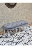 Ufo Oturak Bench - Beyaz Boyalı Telli Ayak - Oturak - Bench - Puf - Yatak Ucu Pufu Gri Renk 100 x 50 Boyut/Ebat - 1