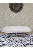 Ufo Oturak Bench - Krom Kaplama Sivriltme Ayak - Oturak - Bench - Puf - Yatak Ucu Pufu Krem Renk 100 x 50 Boyut/Ebat - 2