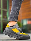 KB-X8 Kuback Siyah Sarı Cilt Yüksek Taban Günlük Spor Ayakkabı thumbnail 5
