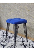 Kare Siyah Boyalı Telli Ayaklı Tabure - Oturak - Bar Taburesi - Ayaklı Tabure Mavi Renk 33 x 48 Boyut/Ebat - 4