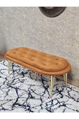 Ufo Oturak Bench - Gold Kaplama Telli Ayak - Oturak - Bench - Puf - Yatak Ucu Pufu Turuncu Renk 100 x 50 Boyut/Ebat thumbnail 4