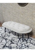 Ufo Oturak Bench - Siyah Boyalı Sivriltme Ayak - Oturak - Bench - Puf - Yatak Ucu Pufu Krem Renk 100 x 50 Boyut/Ebat thumbnail 4