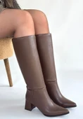 Roksa Acı Kahvei Cilt Topuklu Çizme thumbnail 4