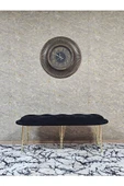 Ufo Oturak Bench - Gold Kaplama Telli Ayak - Oturak - Bench - Puf - Yatak Ucu Pufu Siyah Renk 100 x 50 Boyut/Ebat thumbnail 3