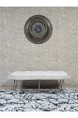 Ufo Oturak Bench - Krom Kaplama Sivriltme Ayak - Oturak - Bench - Puf - Yatak Ucu Pufu Krem Renk 100 x 50 Boyut/Ebat - 3