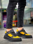 KB-X8 Kuback Siyah Sarı Cilt Yüksek Taban Günlük Spor Ayakkabı thumbnail 3