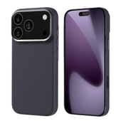 iPhone 17 Pro Kılıf Kablosuz Şarj Özellikli Karbon Fiber Görünümlü Nekst Kapak thumbnail 5