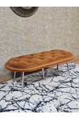 Ufo Oturak Bench - Krom Kaplama Sivriltme Ayak - Oturak - Bench - Puf - Yatak Ucu Pufu Turuncu Renk 100 x 50 Boyut/Ebat thumbnail 1