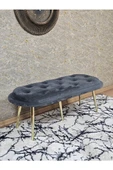 Ufo Oturak Bench - Gold Kaplama Sivriltme Ayak - Oturak - Bench - Puf - Yatak Ucu Pufu Füme Renk 100 x 50 Boyut/Ebat - 1