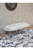 Ufo Oturak Bench - Krom Kaplama Telli Ayak - Oturak - Bench - Puf - Yatak Ucu Pufu Krem Renk 100 x 50 Boyut/Ebat thumbnail 1