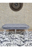 Ufo Oturak Bench - Beyaz Boyalı Telli Ayak - Oturak - Bench - Puf - Yatak Ucu Pufu Gri Renk 100 x 50 Boyut/Ebat - 2