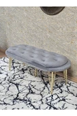 Ufo Oturak Bench - Gold Kaplama Telli Ayak - Oturak - Bench - Puf - Yatak Ucu Pufu Gri Renk 100 x 50 Boyut/Ebat thumbnail 4