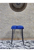 Kare Siyah Boyalı Telli Ayaklı Tabure - Oturak - Bar Taburesi - Ayaklı Tabure Mavi Renk 33 x 48 Boyut/Ebat - 3