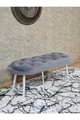 Ufo Oturak Bench - Beyaz Boyalı Sivriltme Ayak - Oturak - Bench - Puf - Yatak Ucu Pufu Gri Renk 100 x 50 Boyut/Ebat thumbnail 1