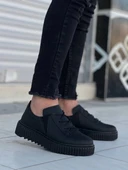 KB-X502  Kuback Siyah Cilt Yüksek Siyah Taban Bağcık Detaylı Lastikli Günlük Erkek Ayakkabı thumbnail 1