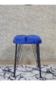 Kare Siyah Boyalı Telli Ayaklı Tabure - Oturak - Bar Taburesi - Ayaklı Tabure Mavi Renk 33 x 48 Boyut/Ebat - 2