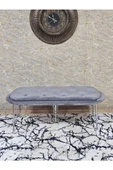 Ufo Oturak Bench - Krom Kaplama Telli Ayak - Oturak - Bench - Puf - Yatak Ucu Pufu Gri Renk 100 x 50 Boyut/Ebat thumbnail 2