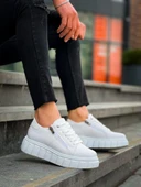 KB-X155 Kuback Beyaz Cilt Detaylı Beyaz Yüksek Taban Günlük Spor Ayakkabı thumbnail 1