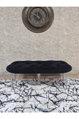 Ufo Oturak Bench - Krom Kaplama Telli Ayak - Oturak - Bench - Puf - Yatak Ucu Pufu Siyah Renk 100 x 50 Boyut/Ebat thumbnail 2