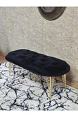 Ufo Oturak Bench - Gold Kaplama Telli Ayak - Oturak - Bench - Puf - Yatak Ucu Pufu Siyah Renk 100 x 50 Boyut/Ebat thumbnail 4