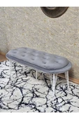 Ufo Oturak Bench - Beyaz Boyalı Telli Ayak - Oturak - Bench - Puf - Yatak Ucu Pufu Gri Renk 100 x 50 Boyut/Ebat - 4