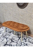 Ufo Oturak Bench - Gold Kaplama Sivriltme Ayak - Oturak - Bench - Puf - Yatak Ucu Pufu Turuncu Renk 100 x 50 Boyut/Ebat thumbnail 4